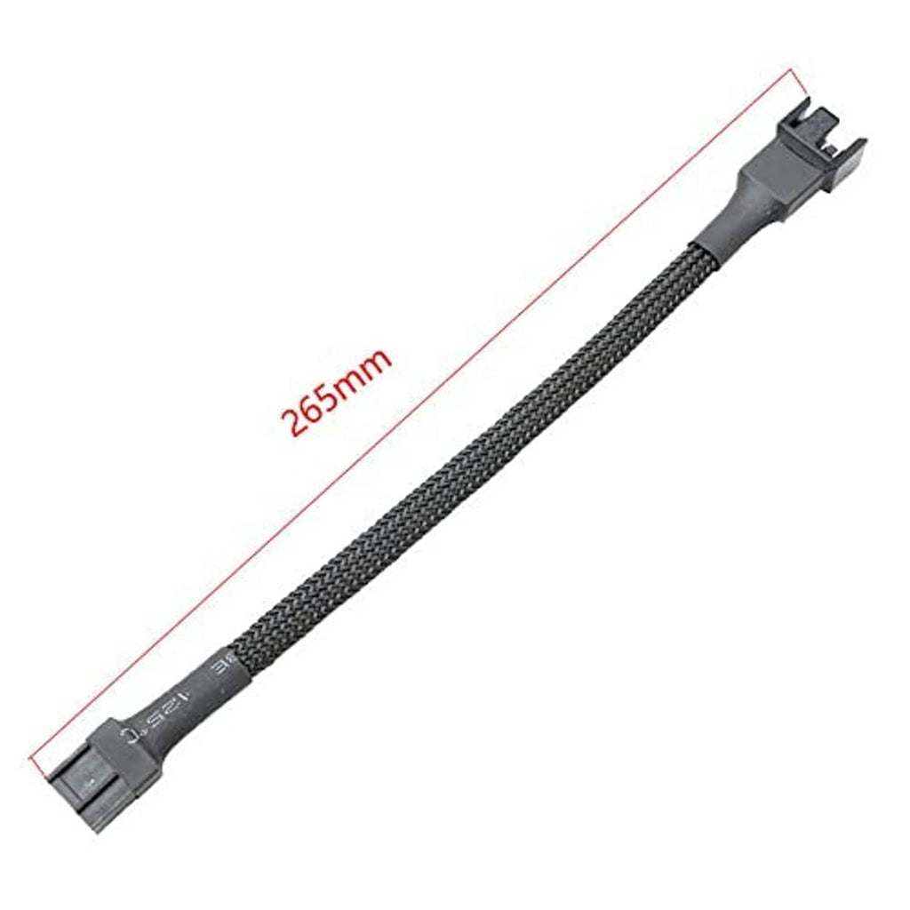 265 mm black nylon braided 4-pin PWM splitter cable with connector end