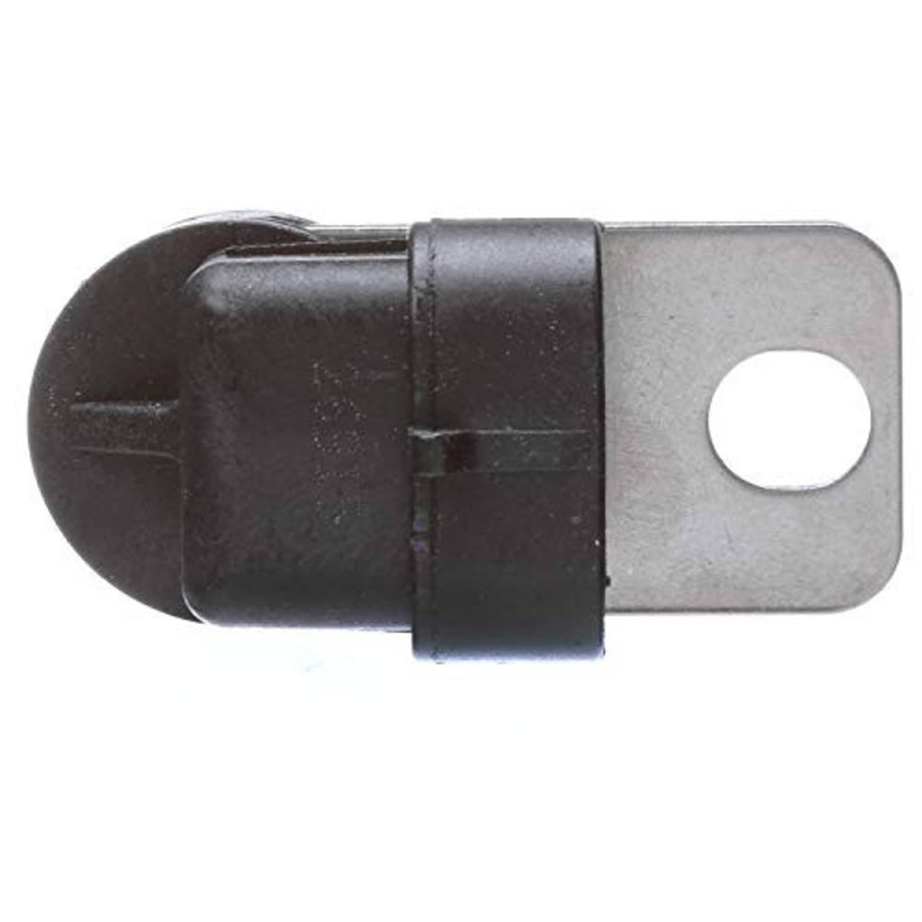 Engine crankshaft position sensor with metal tab mount and dark cylindrical connector