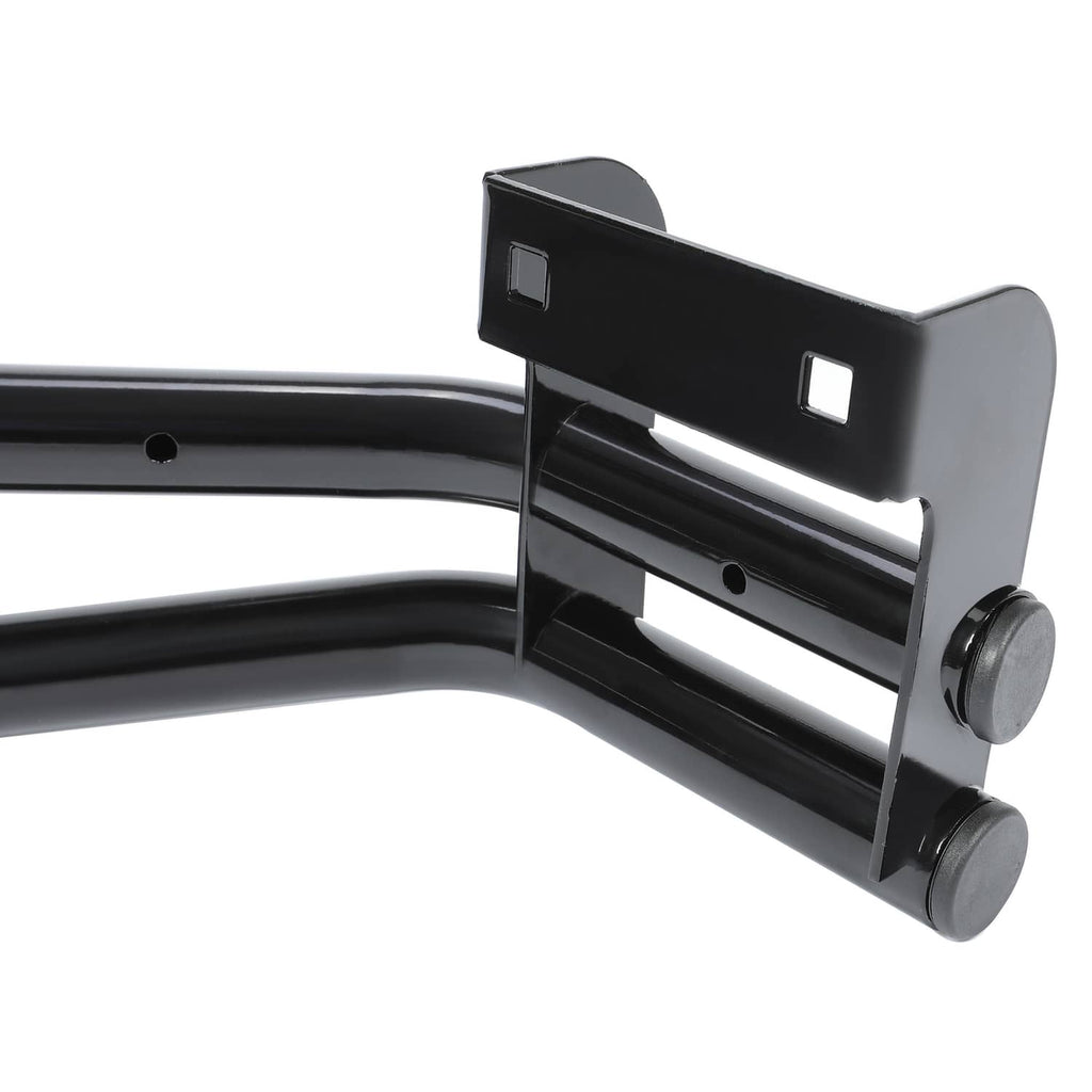 Black hitch mount bracket with two wheel-style rollers and side mounting tabs