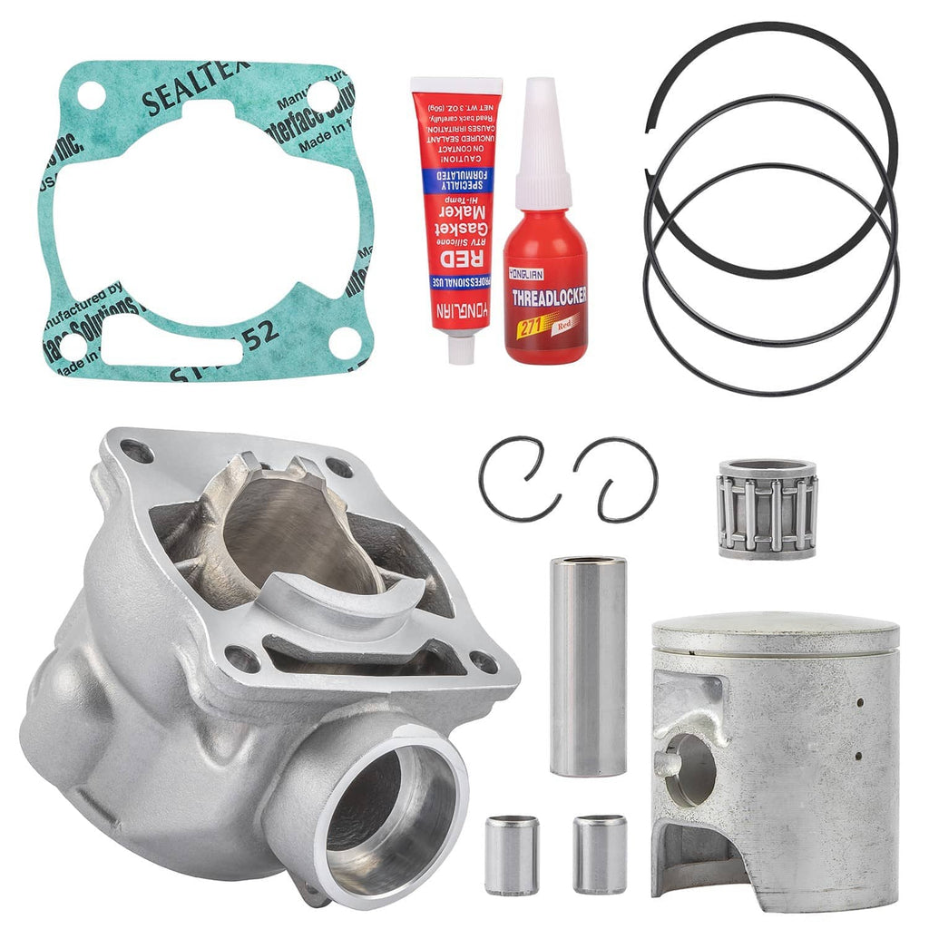 Cylinder and piston rebuild kit with gasket, rings, pins, and sealant for Yamaha YZ80/YZ85
