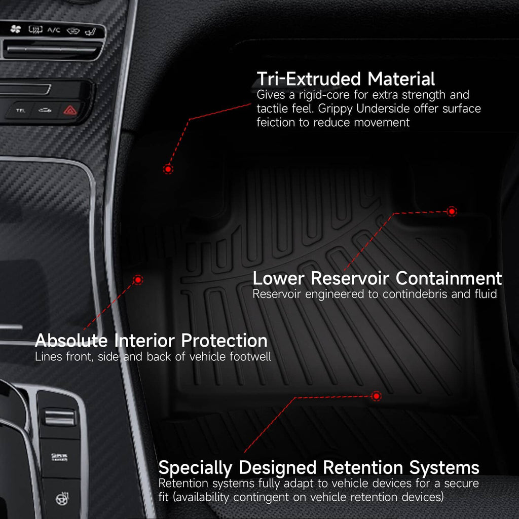 Black rubber floor mat with textured surface and reinforced raised ridges