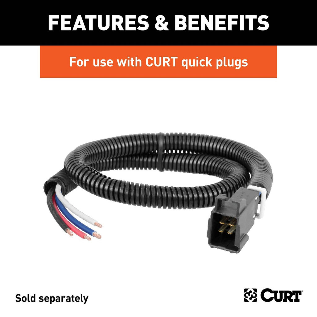 Trailer brake controller wiring kit with black coiled harness and connector plug