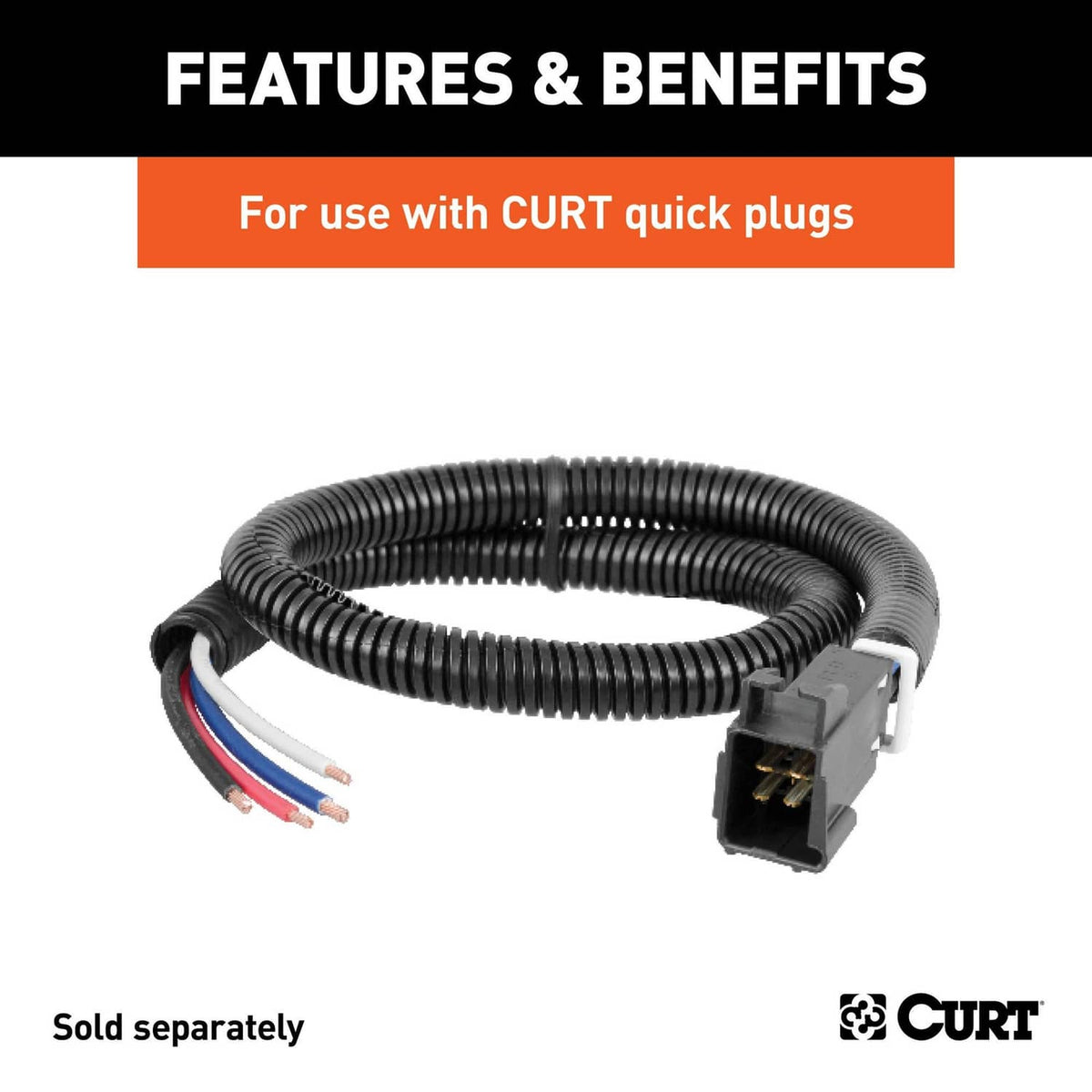 Trailer brake controller wiring kit with black coiled harness and connector plug