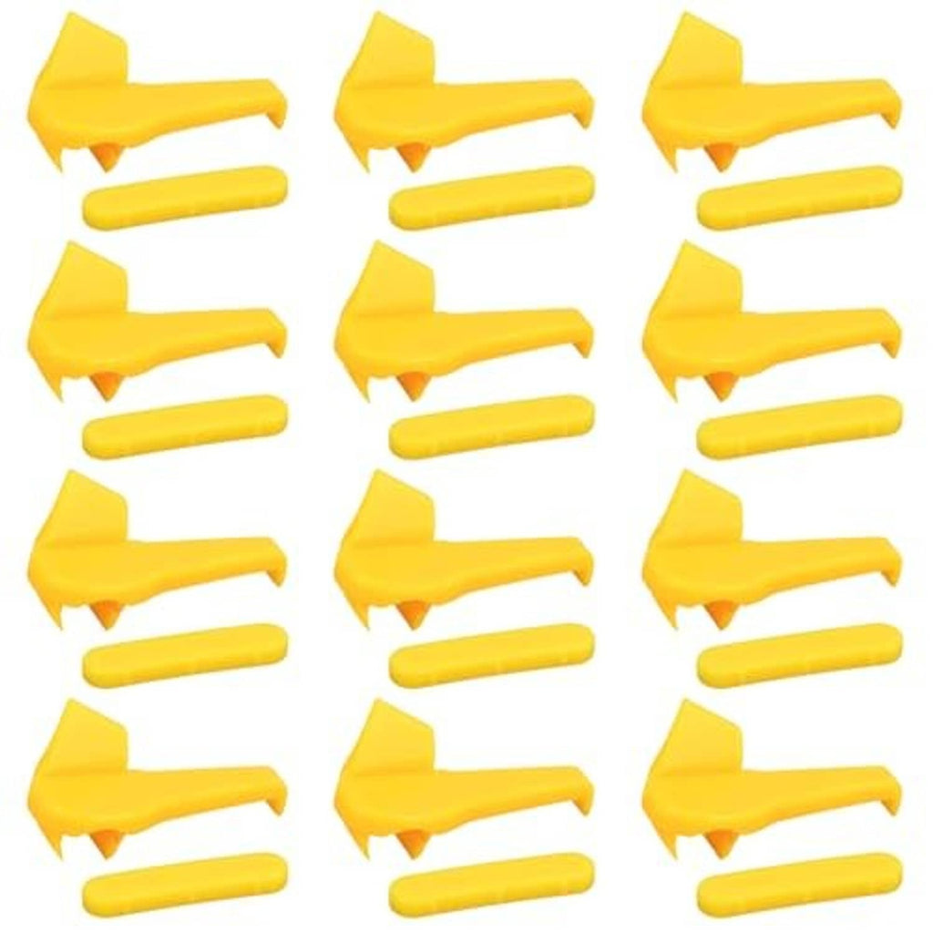 Yellow plastic duck-head tire changer inserts with protective bar pieces, set of 12