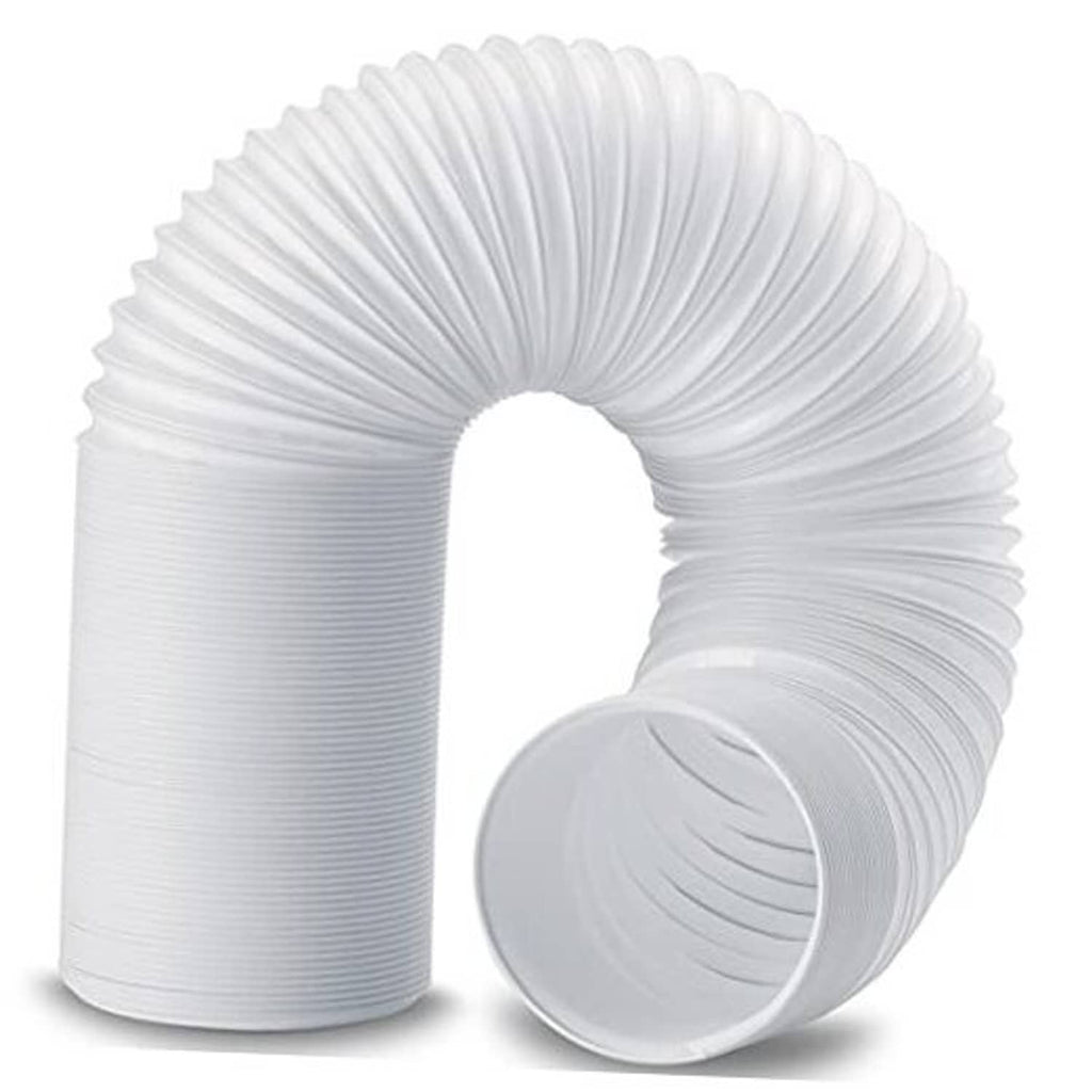 White corrugated flexible exhaust hose with round inlet and outlet ends