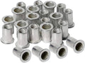 Silver aluminum threaded rivet nuts, cylindrical flanged inserts with internal threads