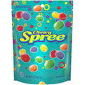 Chewy Spree resealable candy bag, front view with mixed candy illustrations