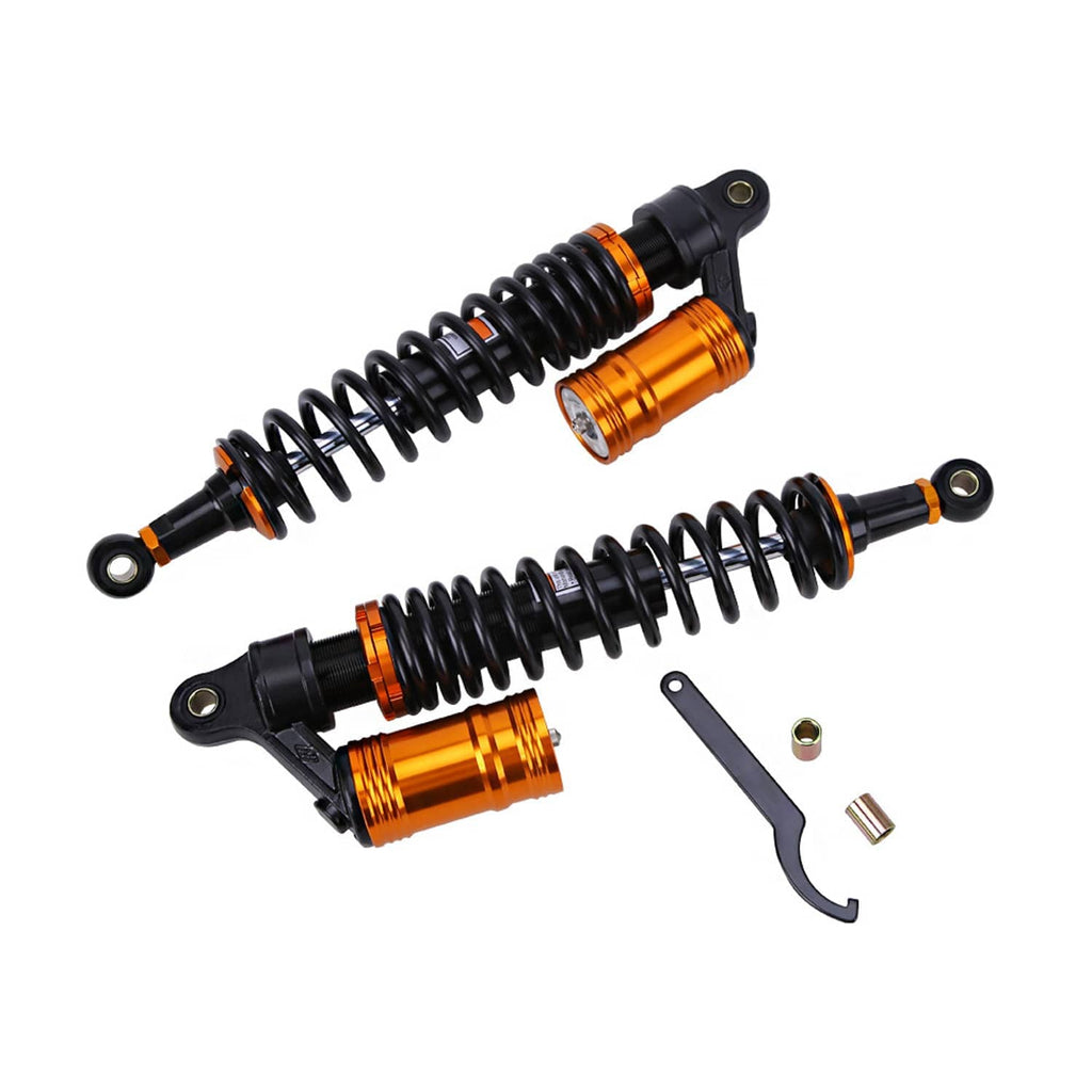 Front air shock absorber kit with two shocks, U-shaped wrench, and small hardware