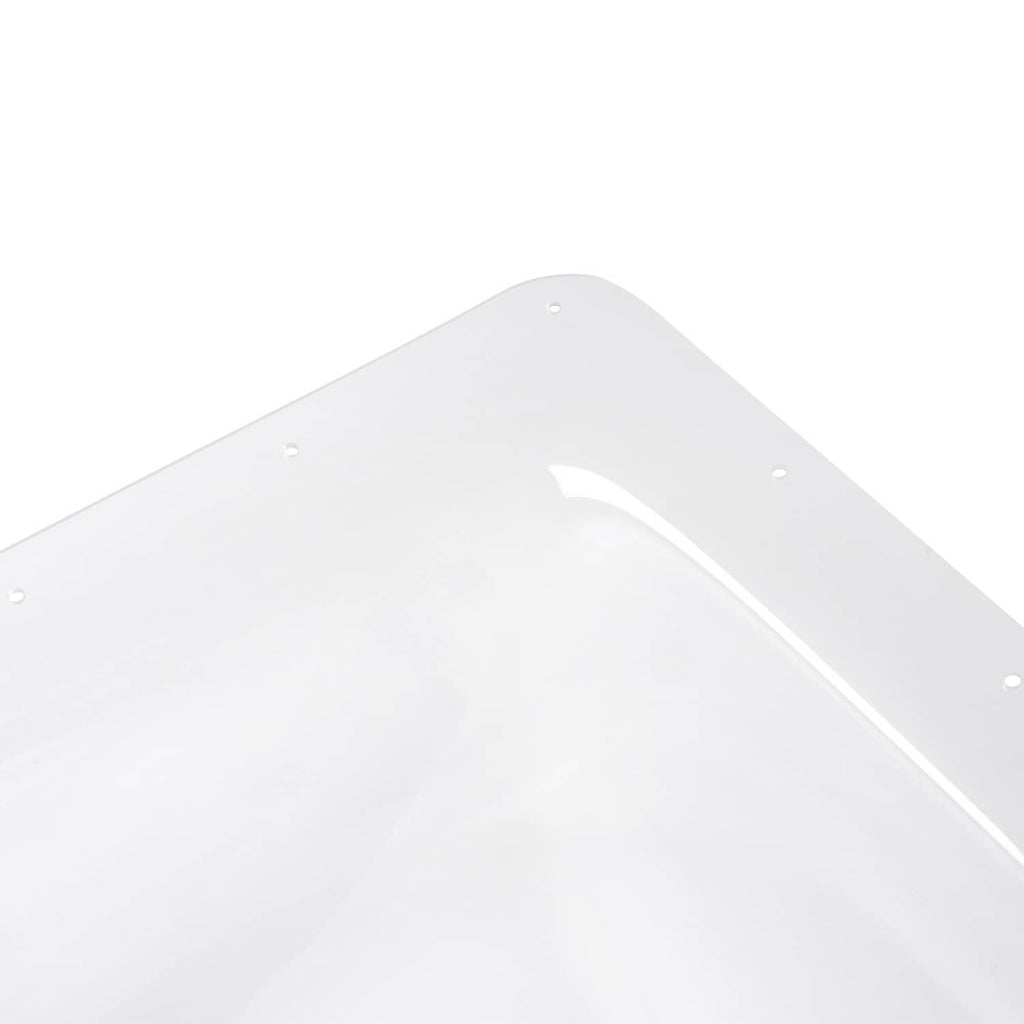 Clear skylight dome cover panel, smooth curved surface with mounting holes