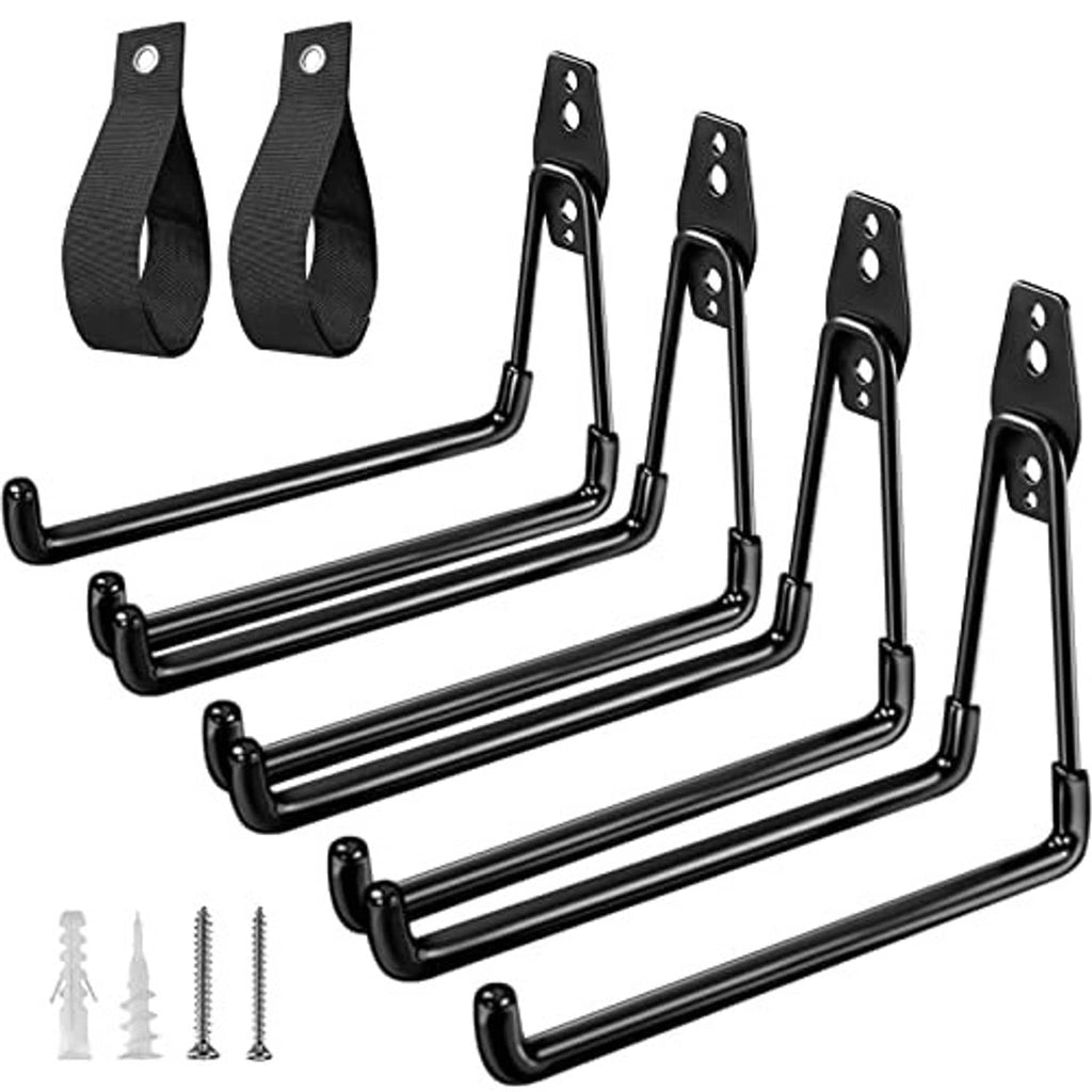 Long-bar black wall U hook set with square plates and included screws