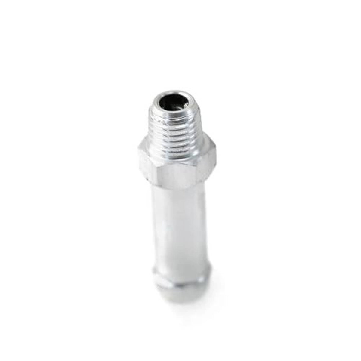 Aluminum 1/16 NPT hose barb fitting, threaded connector with round outlet