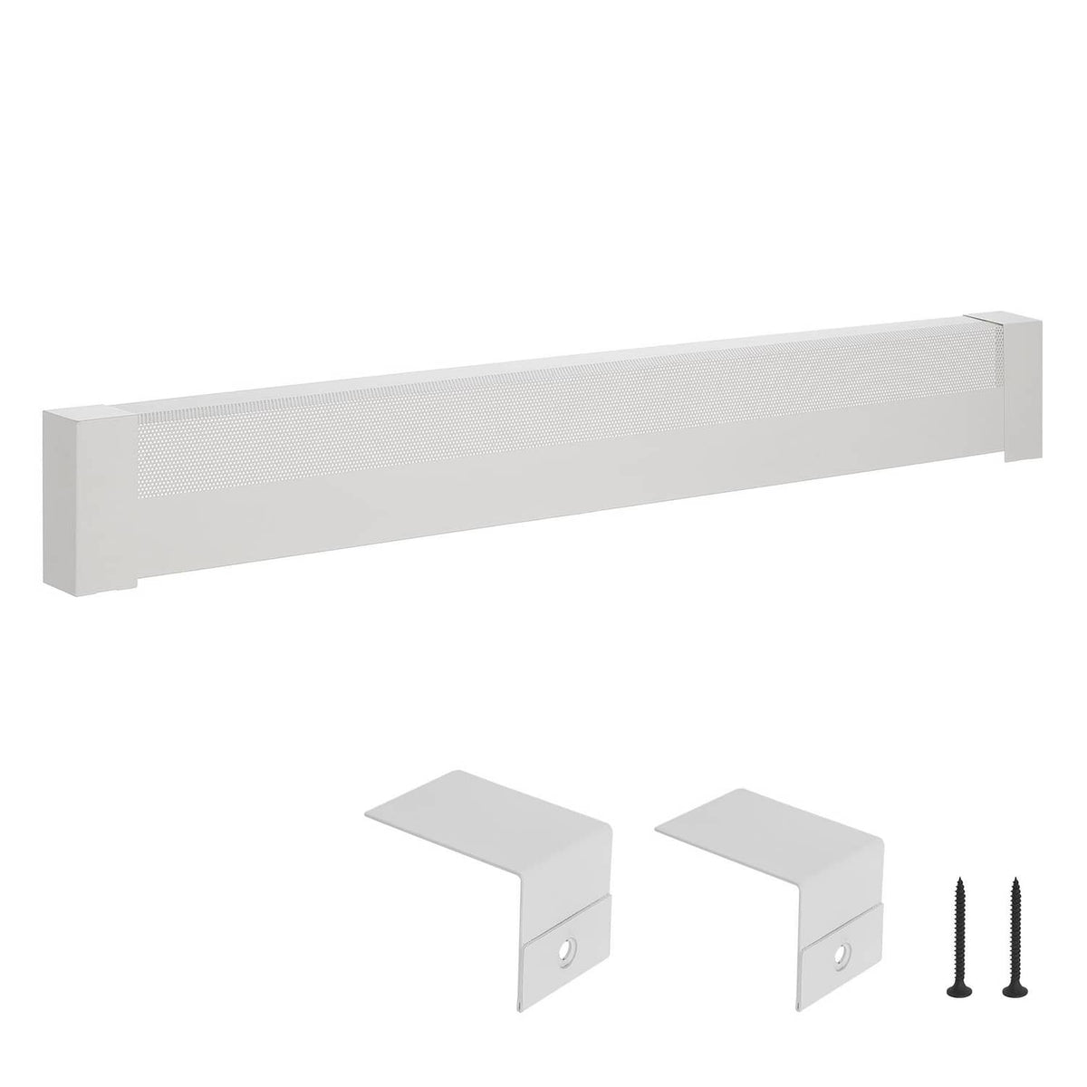 White baseboard heater cover with integrated vent grille, standard 5 ft length