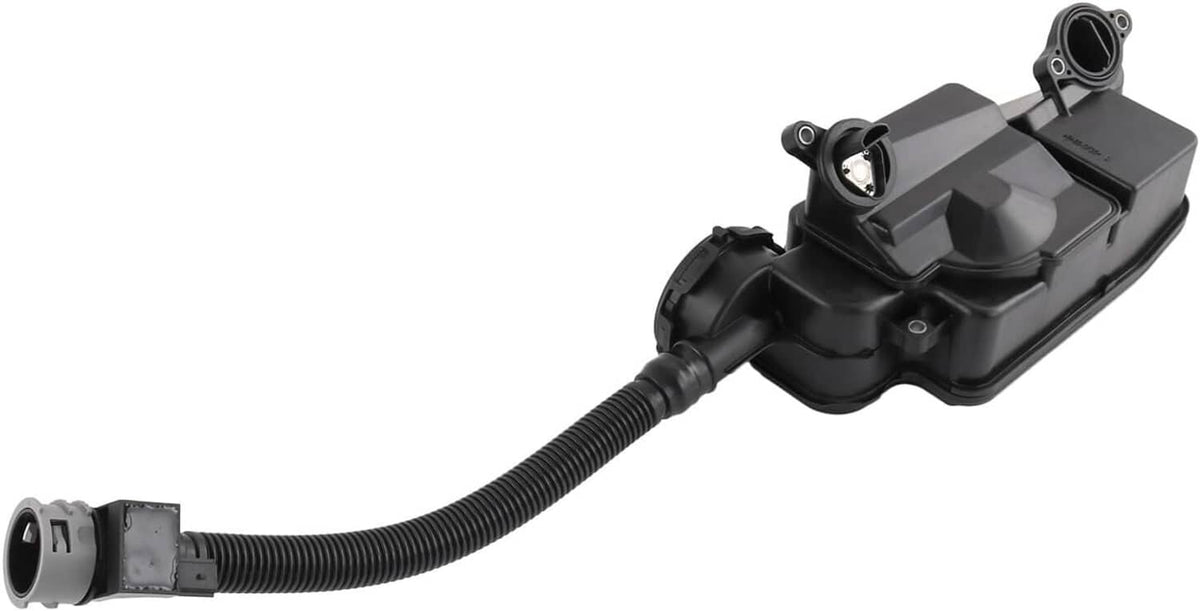 Black PCV/CCV oil separator assembly with short hose and circular port