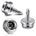 Stainless steel boat canvas snap fastener set with threaded screws, caps, and studs
