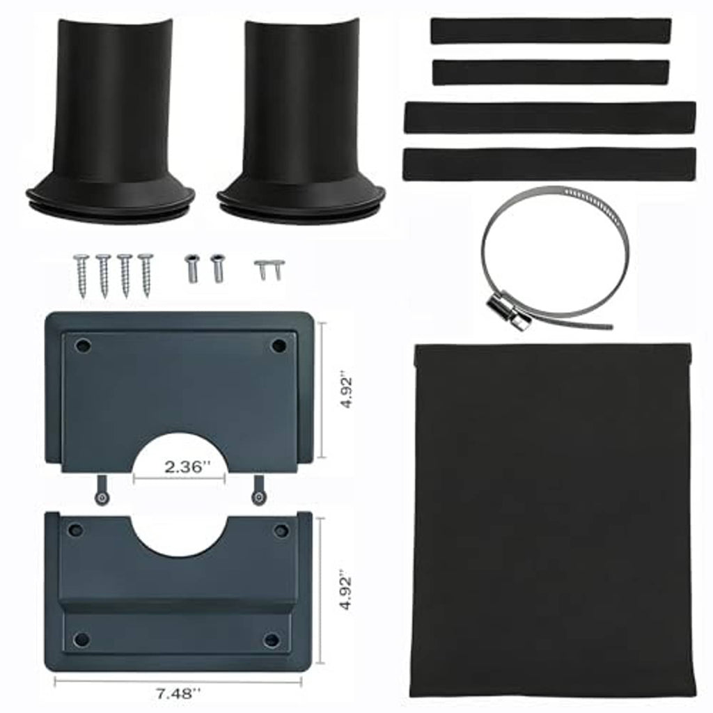 Black line cover kit components: boots, screws, retaining ring, and flat cover panel