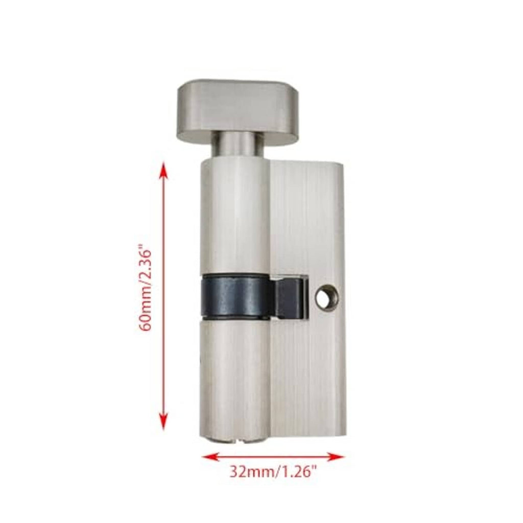 60mm door lock cylinder dimension diagram, silver finish