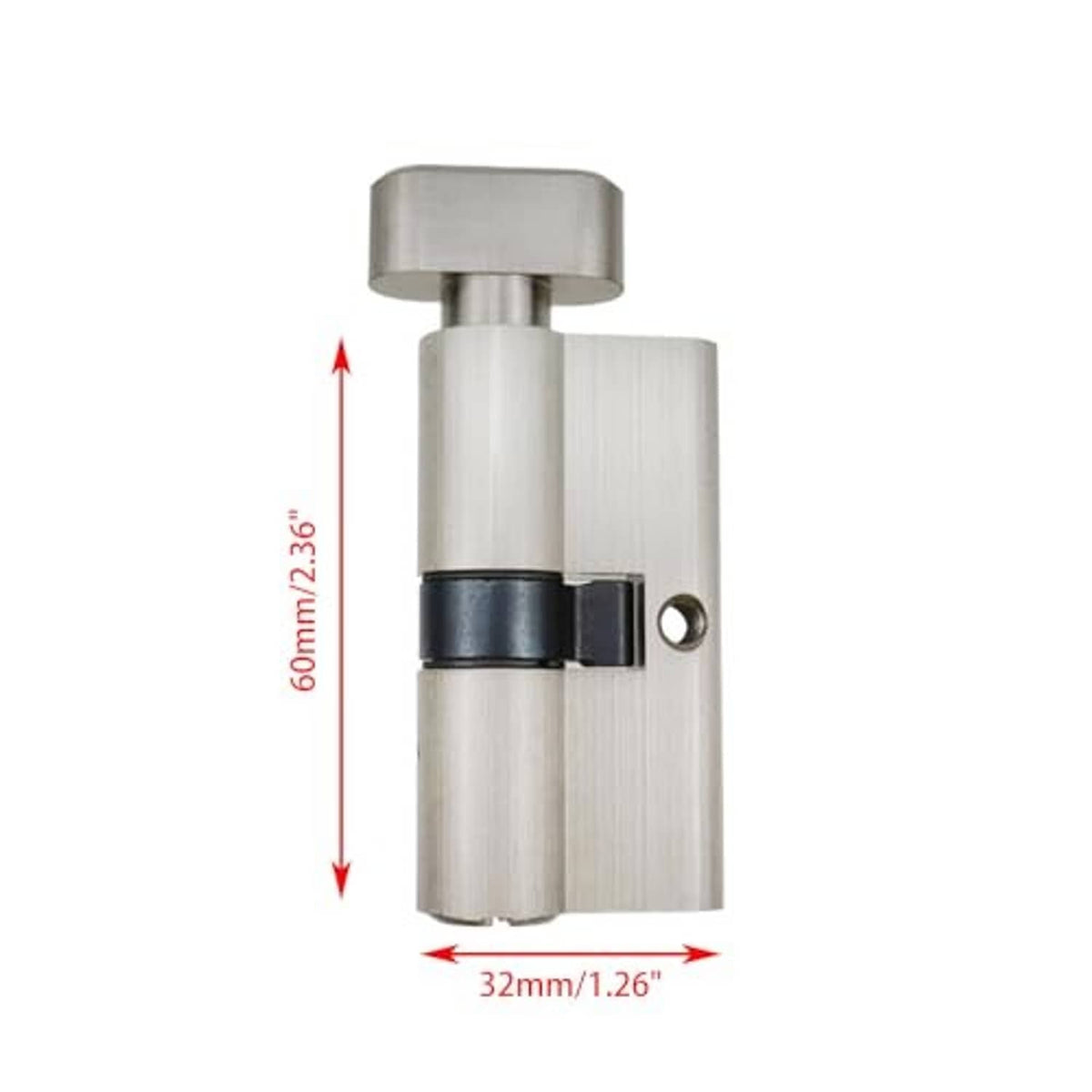 60mm door lock cylinder dimension diagram, silver finish