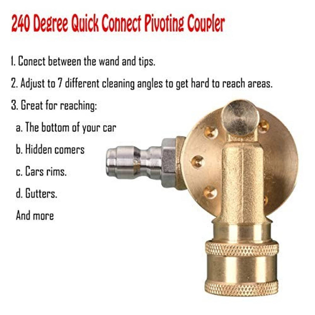Pivoting quick-connect coupler with brass body and threaded quick-connect male fitting