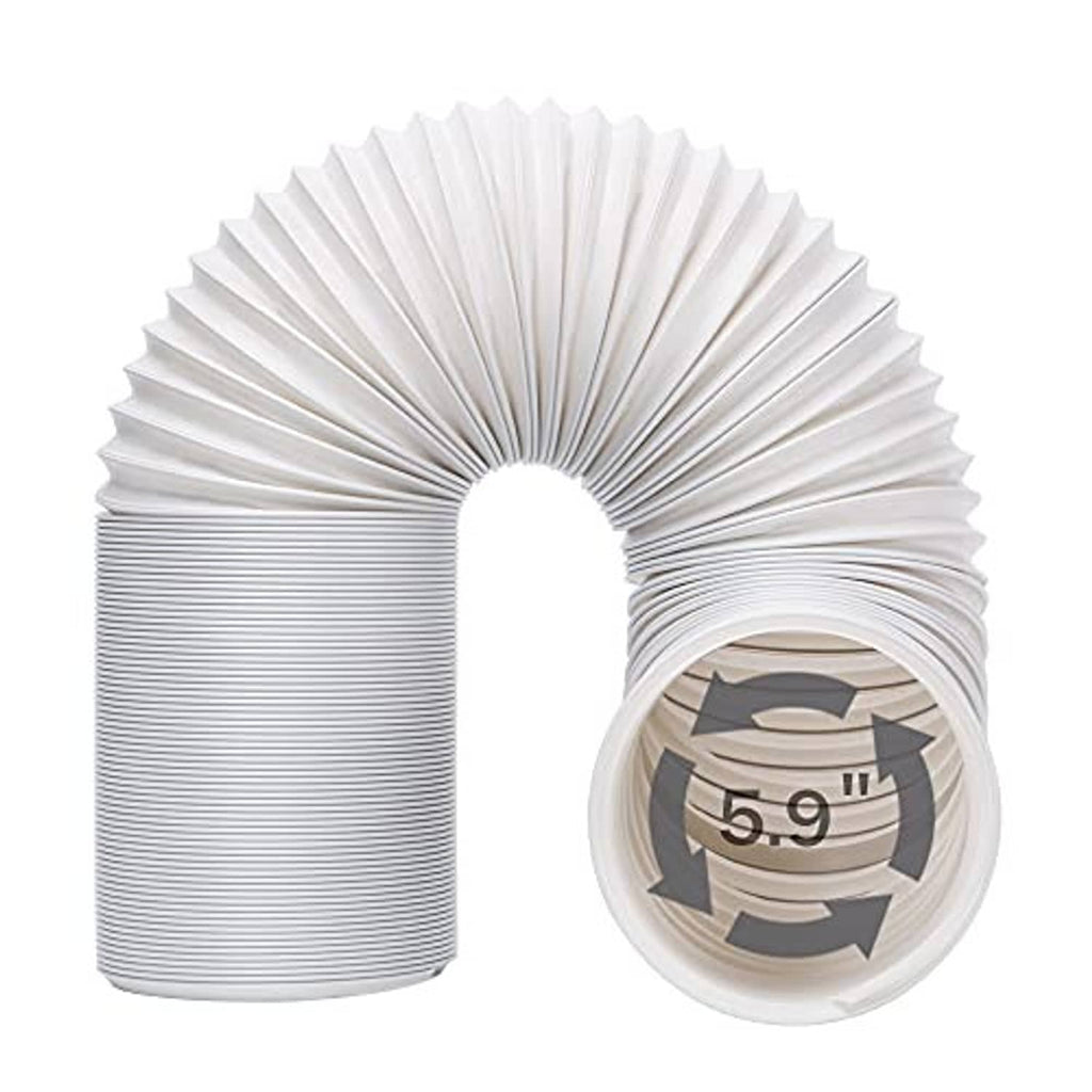 White corrugated portable AC exhaust hose, bundled extension with circular opening
