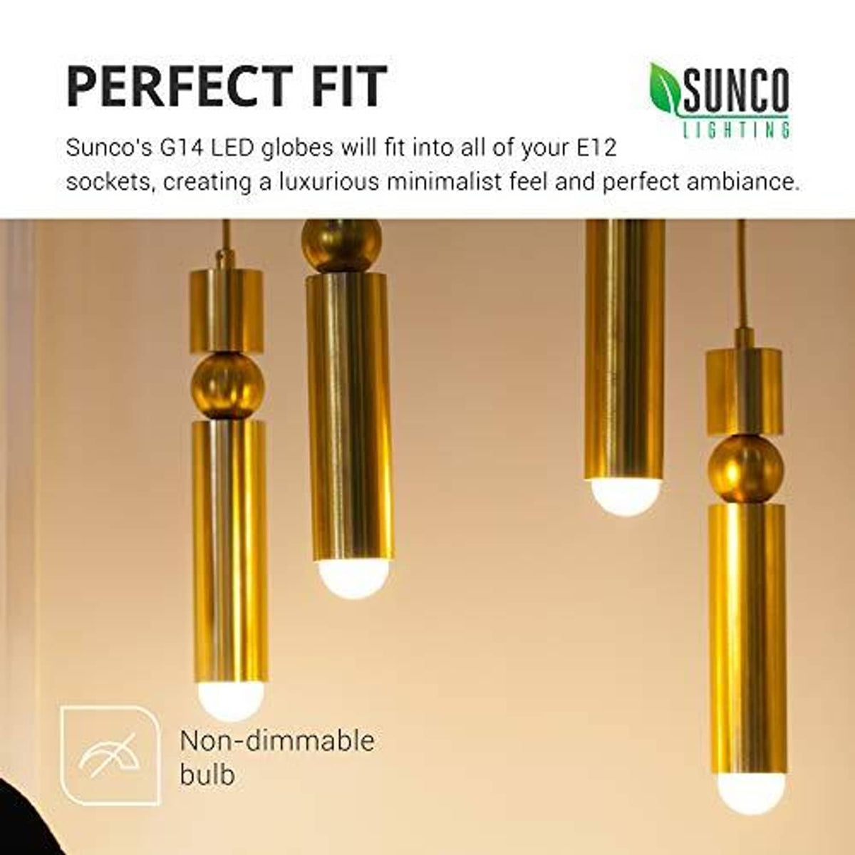 White candelabra LED bulb with E12 base shown in ceiling light fixture