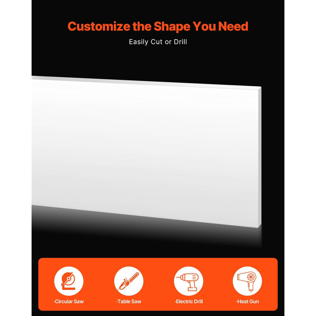 White HDPE plastic sheet board, close-up of flat rectangular panel edge.
