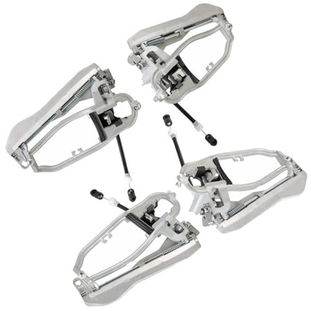 Chrome outside door handle carrier assemblies with black cable links and mounting hardware