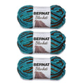 Bernat Blanket yarn 3-pack, teal and brown variegated super bulky skeins