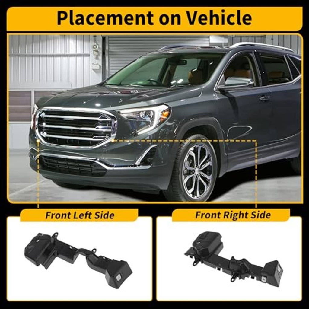 Black front left and right bumper brackets with mounting tabs and holes