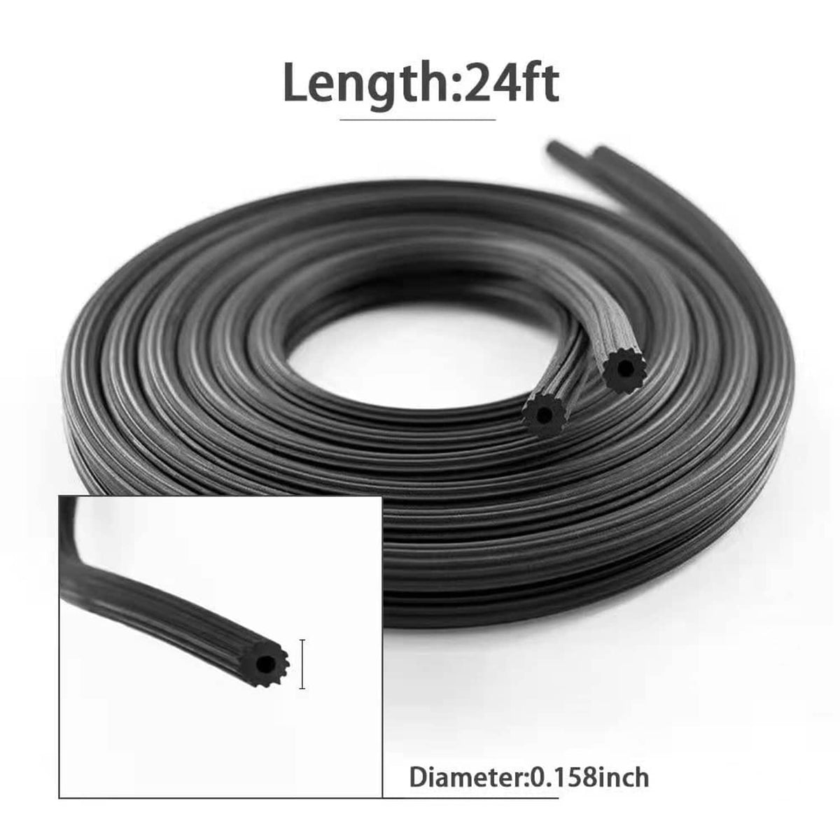 Black screen spline roll, 24 ft length and 0.158 in diameter