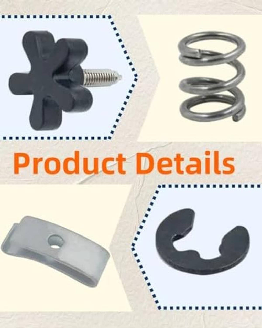 Throttle tension parts set: black cross screw, coiled spring, gray bracket, retaining clip