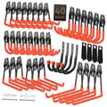 Orange garage storage hooks set with 40 black steel U hooks and S-shaped bars
