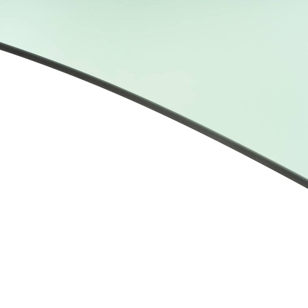 Light green glass edge with dark rubber trim strip