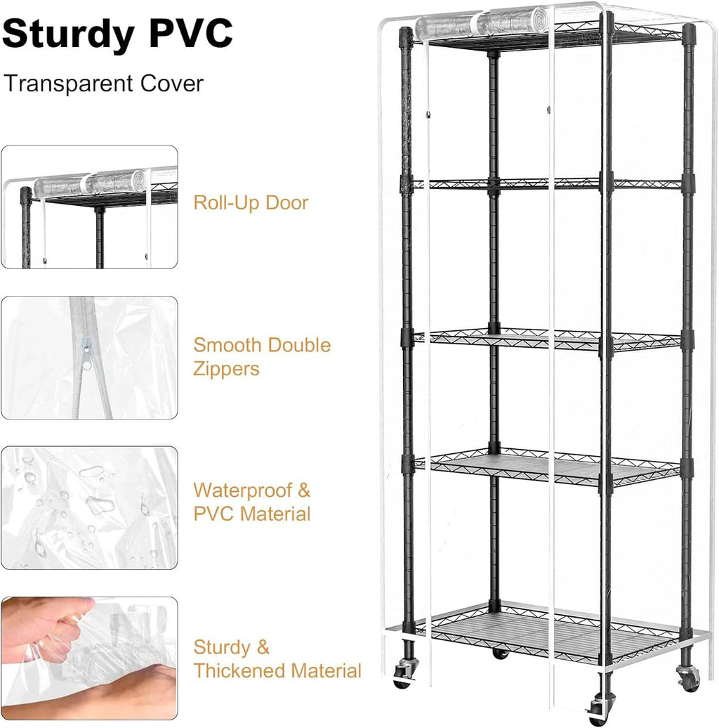 Transparent PVC mini greenhouse cover with roll-up door and double-zipper closure
