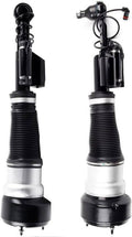 Set of two front air suspension strut shock absorbers with black bellows and silver bodies