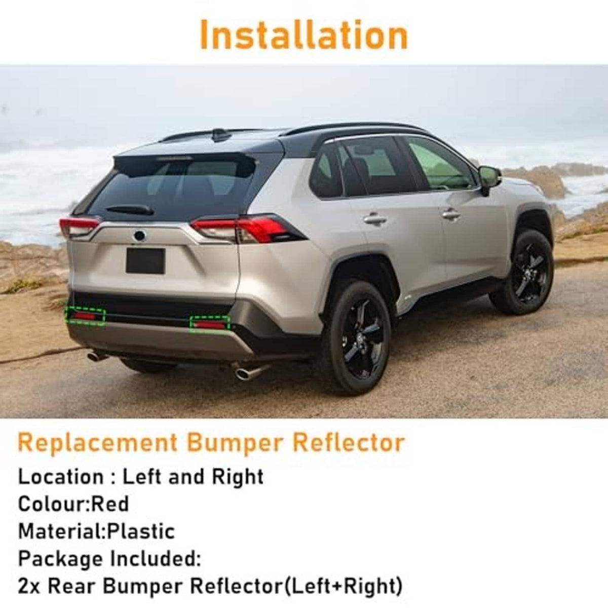 Set of two red rear bumper reflectors, left and right replacement