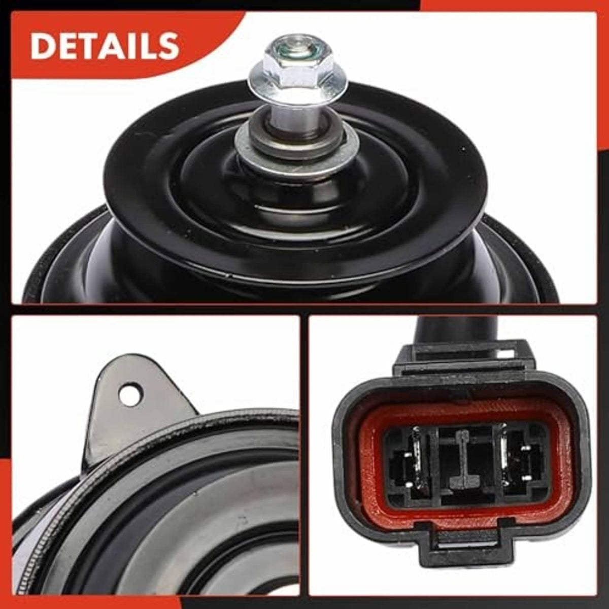 Radiator fan motor top cap and center shaft with wiring connector and red seal