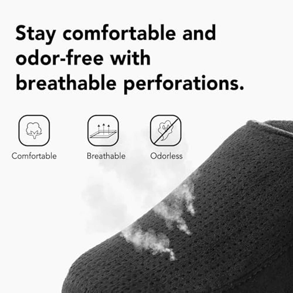 Black slipper upper with breathable perforations, closed-back design with soft lining.