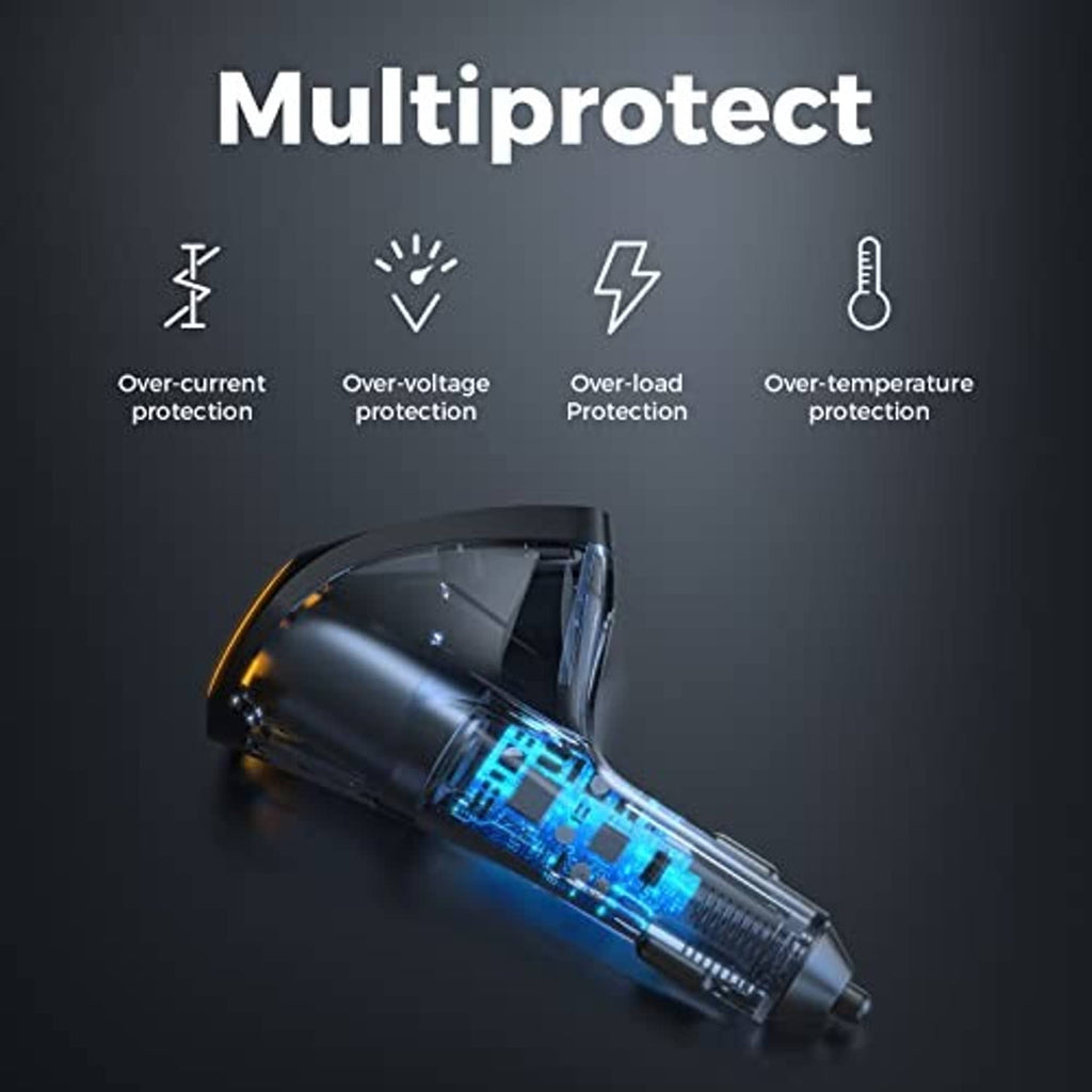 Black car cigarette lighter splitter adapter with internal electronics visible