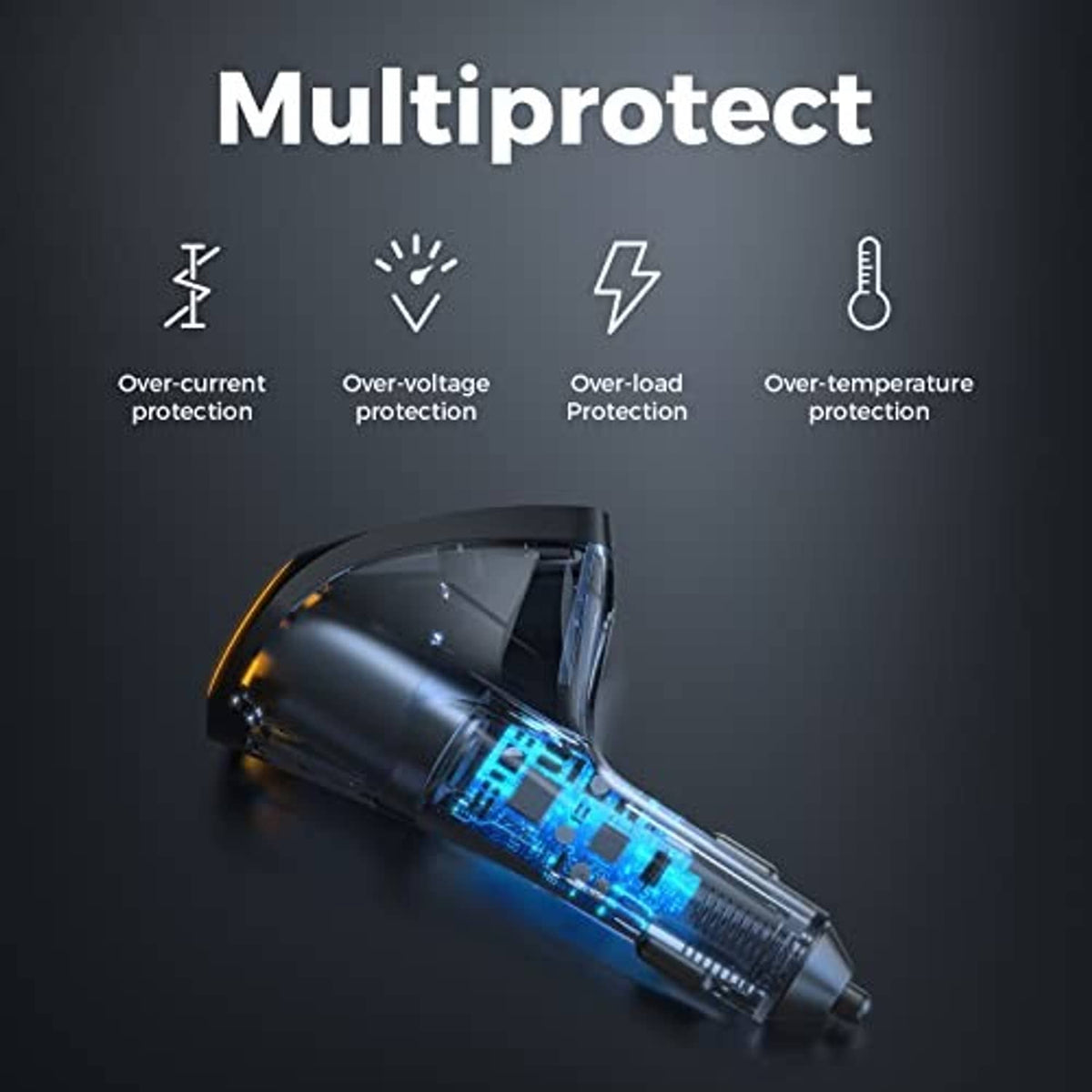 Black car cigarette lighter splitter adapter with internal electronics visible