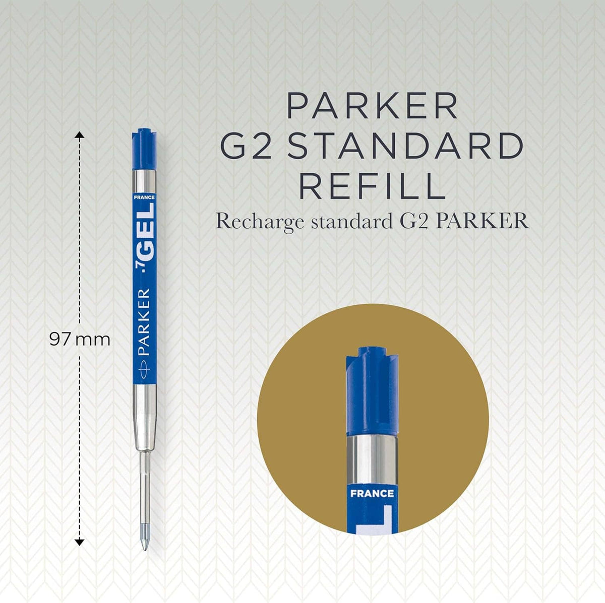 Parker G2 standard refill for retractable rollerball, blue ink, 97 mm, France marking