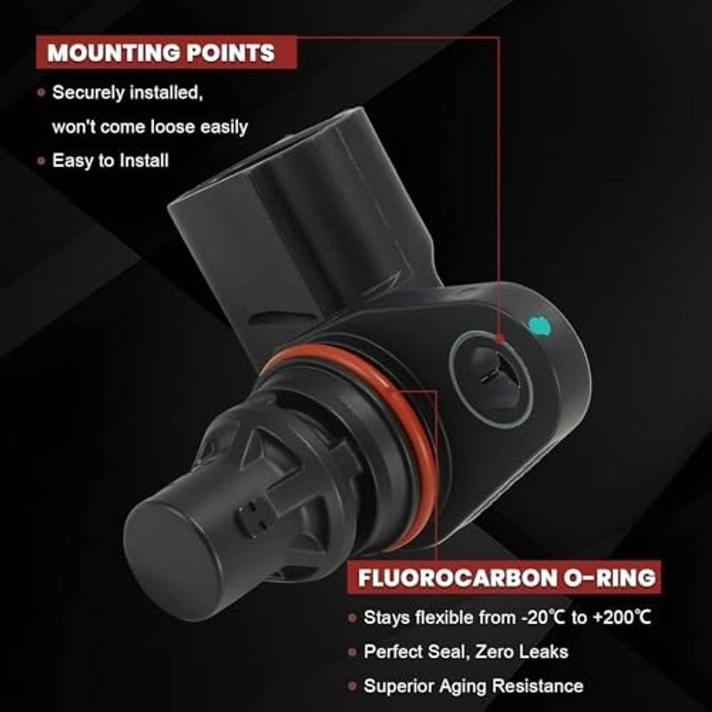 Camshaft position sensor with black body and orange fluorocarbon-style O-ring
