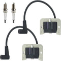 Two-piece ignition module and spark plug set with black cables and two spark plugs