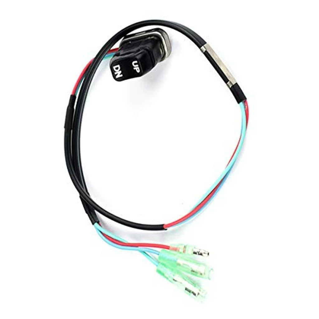 Tilt trim switch wiring harness with black UP/DN buttons and multicolor wire bundle