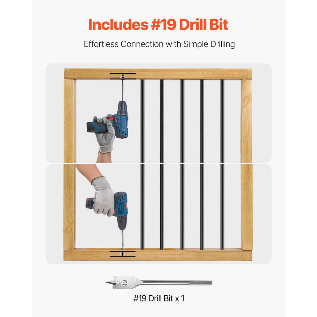 Black round aluminum deck balusters with included #19 drill bit for installation