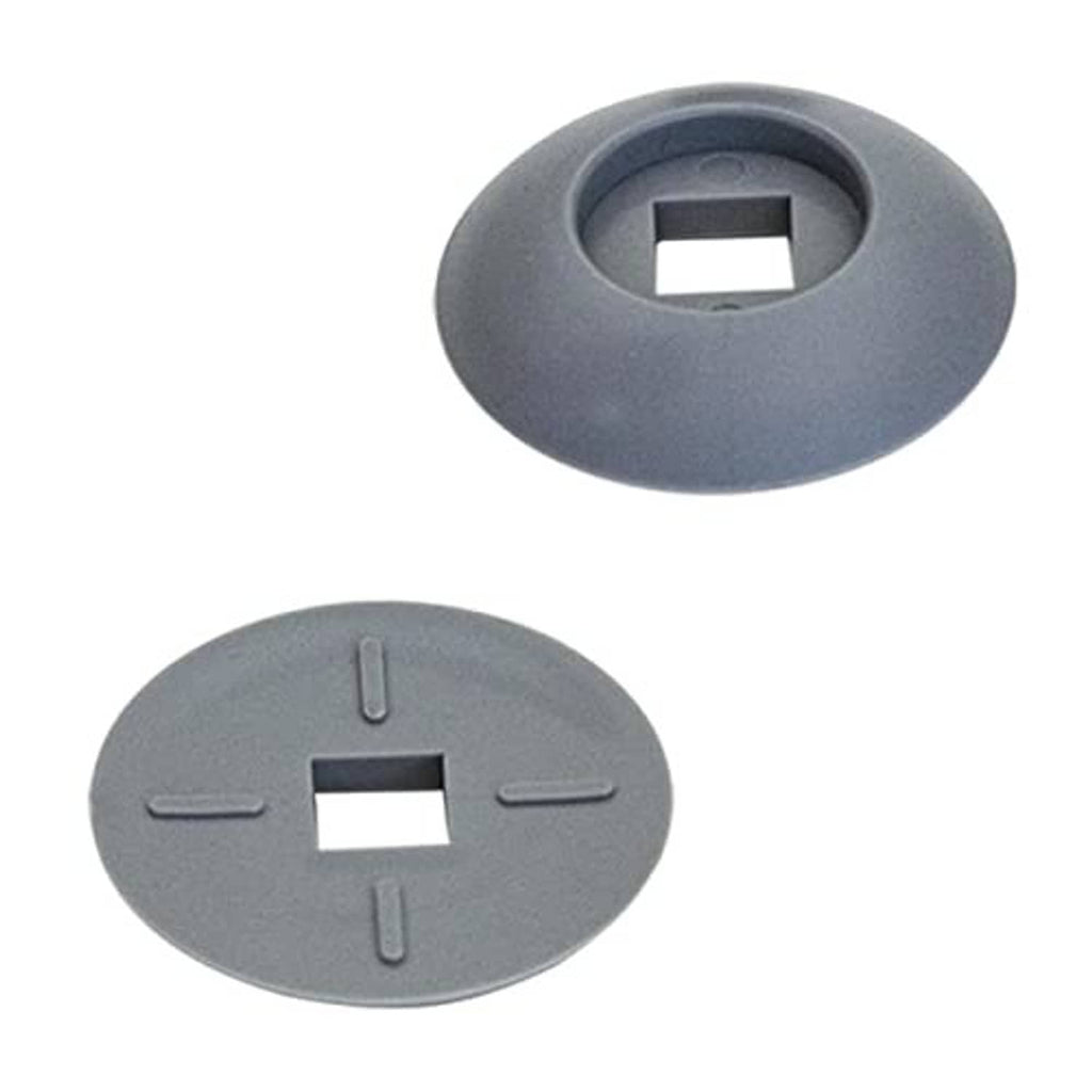 Gray plastic mounting inserts/caps with rectangular slots