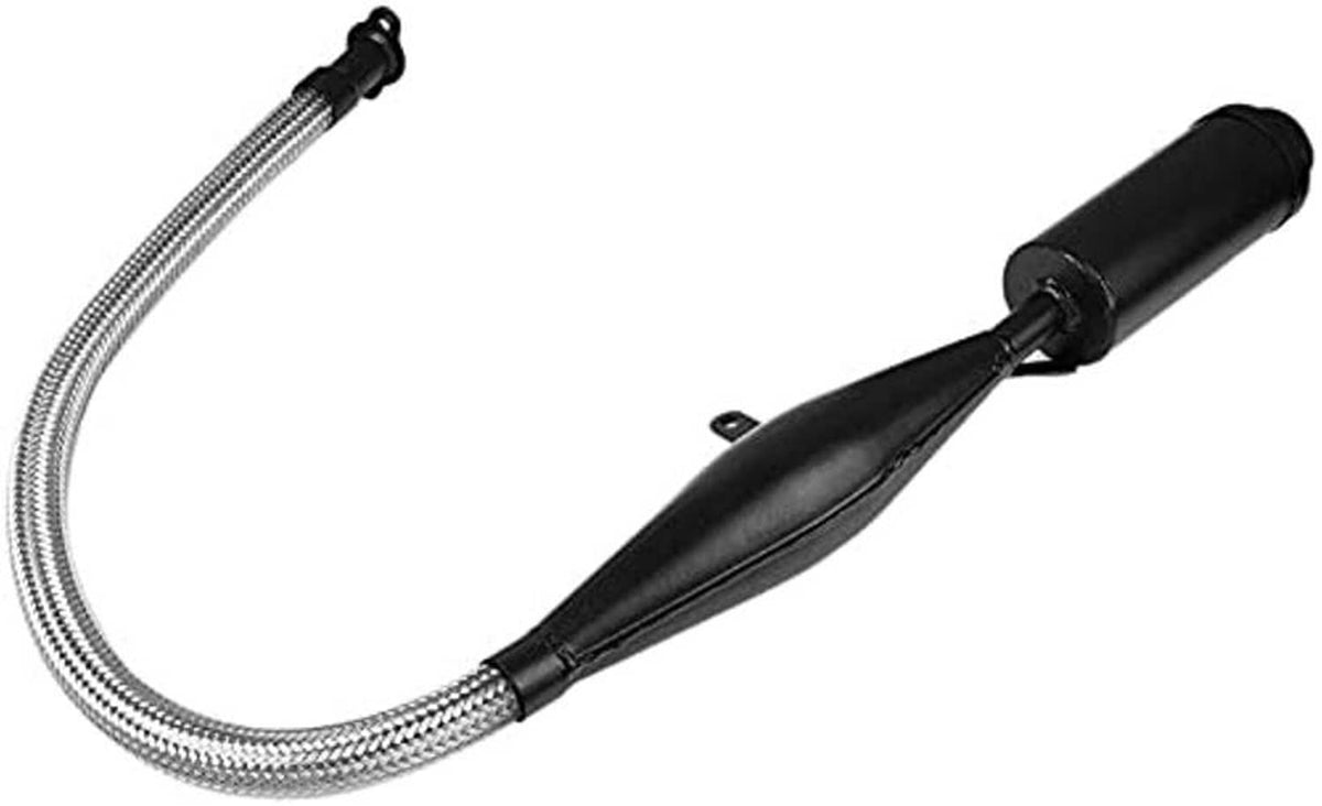 2-stroke exhaust muffler silencer with braided flexible hose and black canister