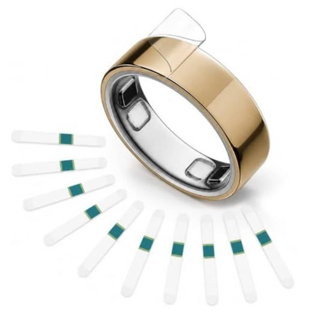 10 pack of clear protective film strips for a smart ring with precise cutouts