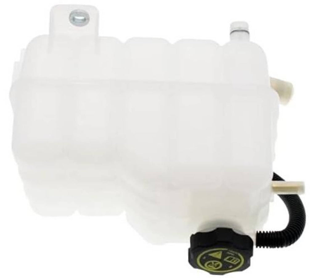 Front pressurized coolant reservoir with cap, white plastic tank and sensor connector