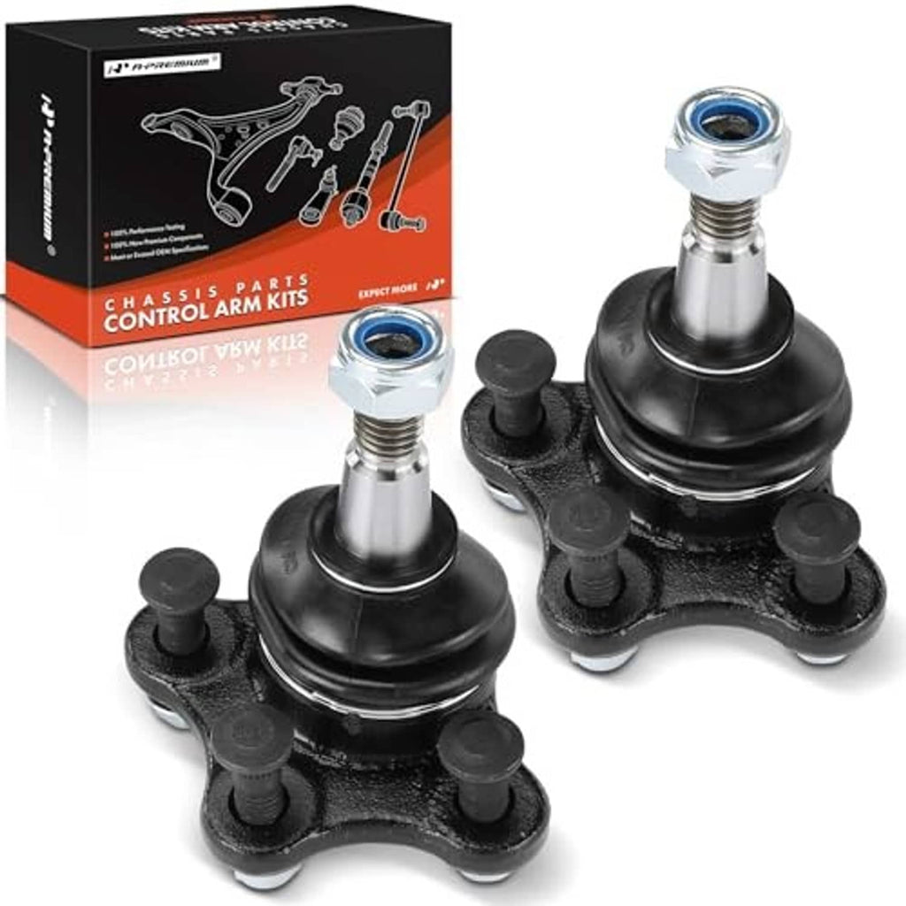 Front upper ball joint set of two, black boots and zinc-colored ball studs