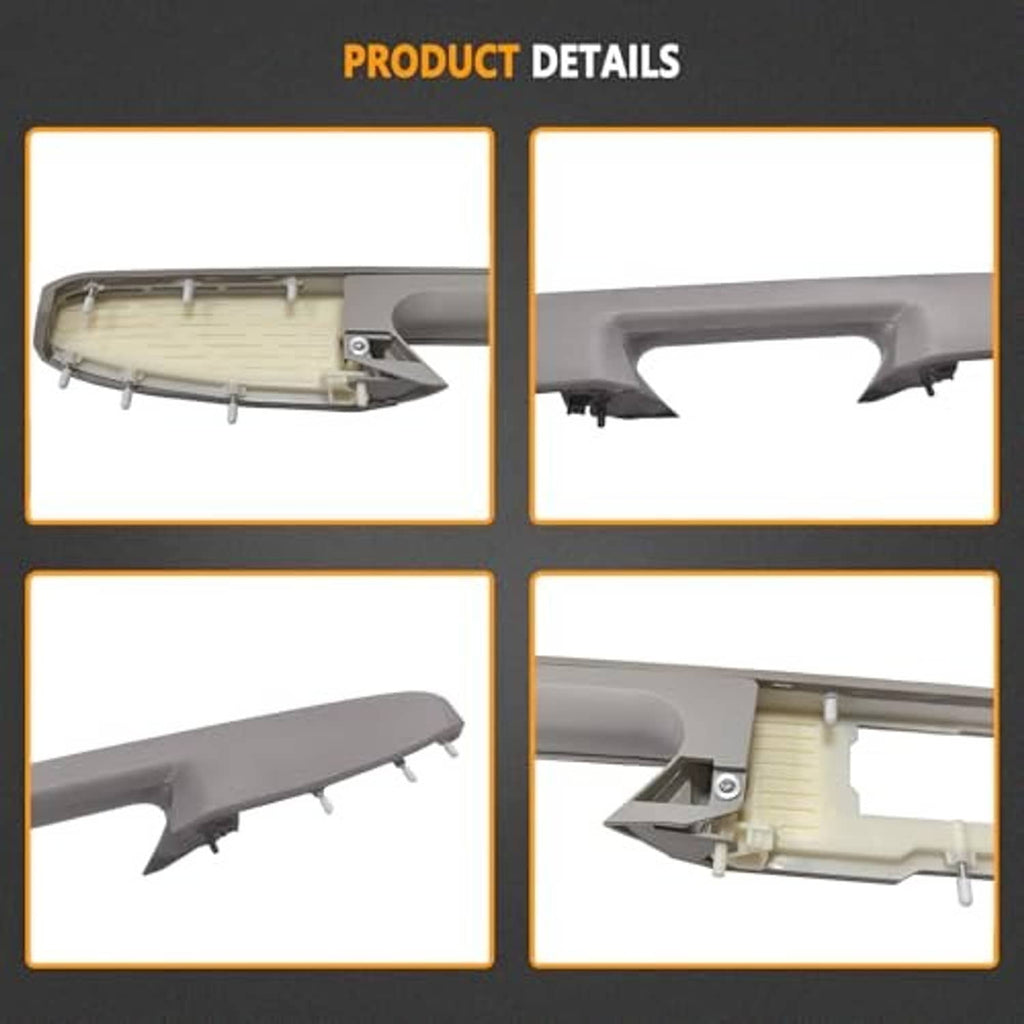 Gray armrest repair kit details showing assembled and installed components